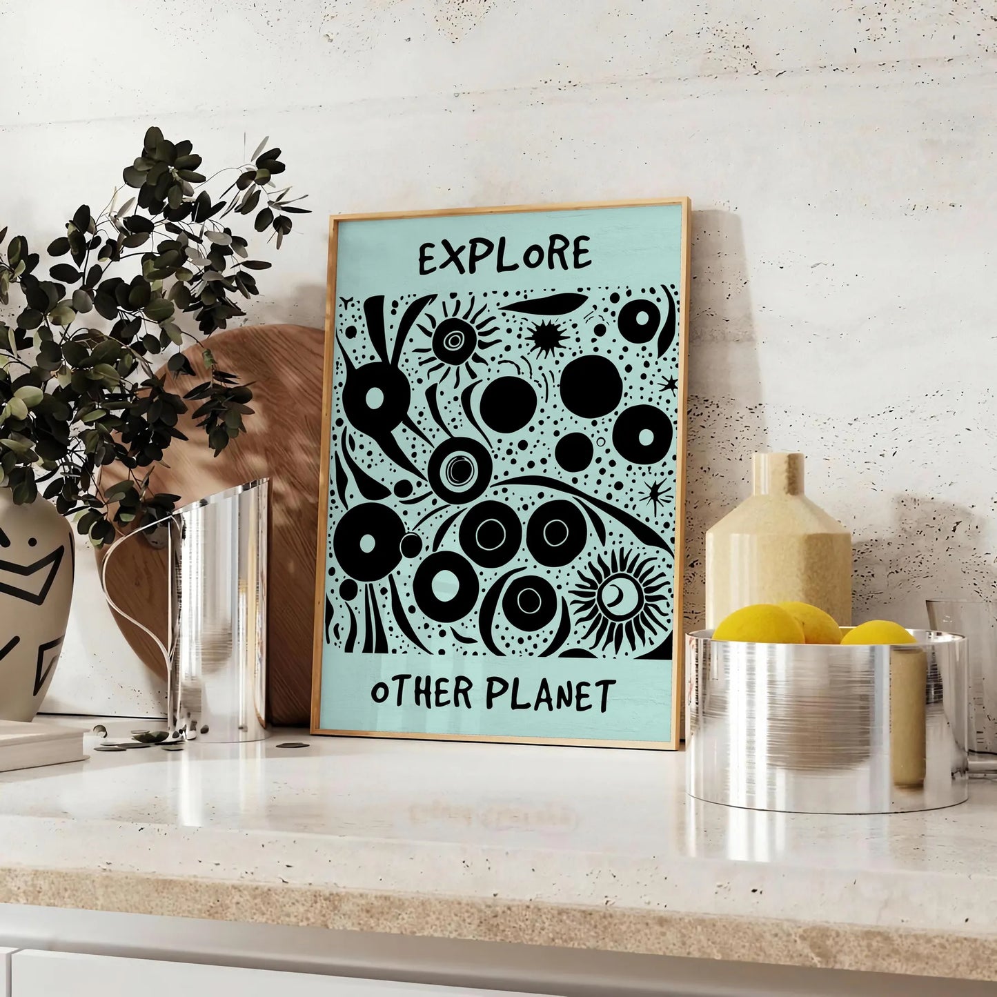 imagination Explore Other Planets modern art poster stunning black blue backdrop wall unique gift lover eye print artwork piece