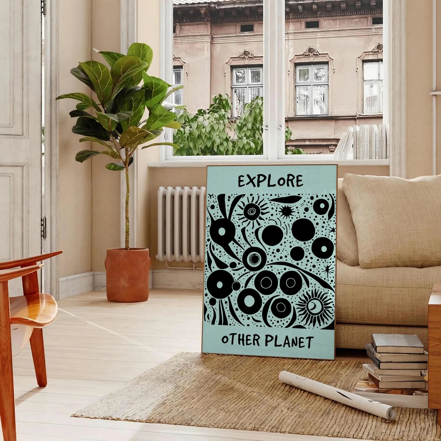imagination Explore Other Planets modern art poster stunning black blue backdrop wall unique gift lover eye print artwork piece