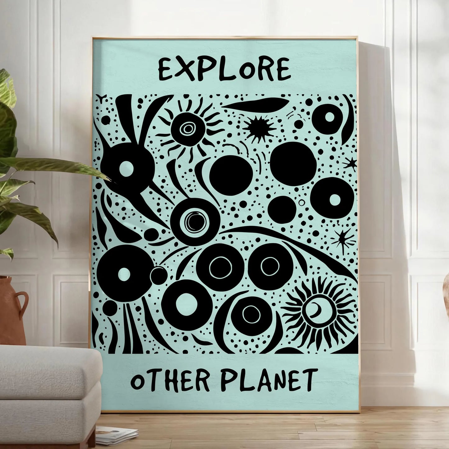 imagination Explore Other Planets modern art poster stunning black blue backdrop wall unique gift lover eye print artwork piece