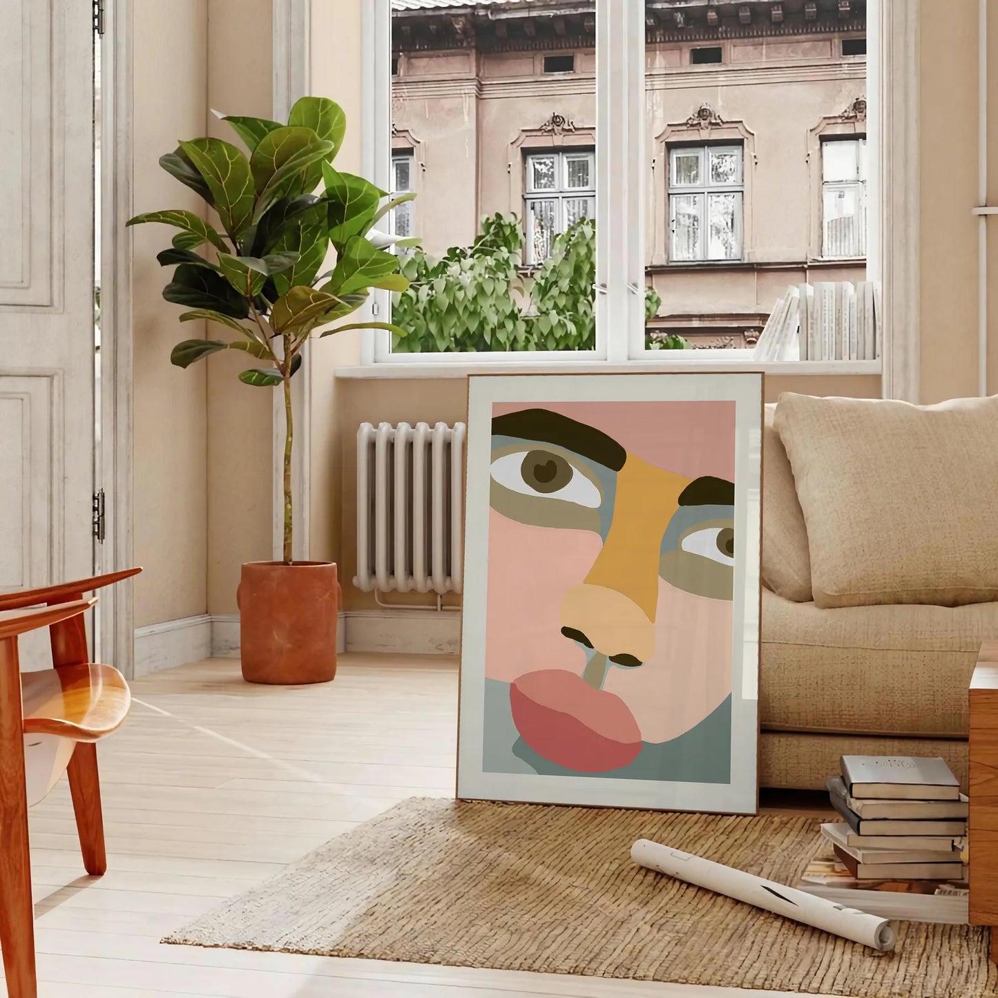 space human abstract maximalist poster rich brown vibrant orange hues wall art unique gift eye artwork room stunning print bold statement setting