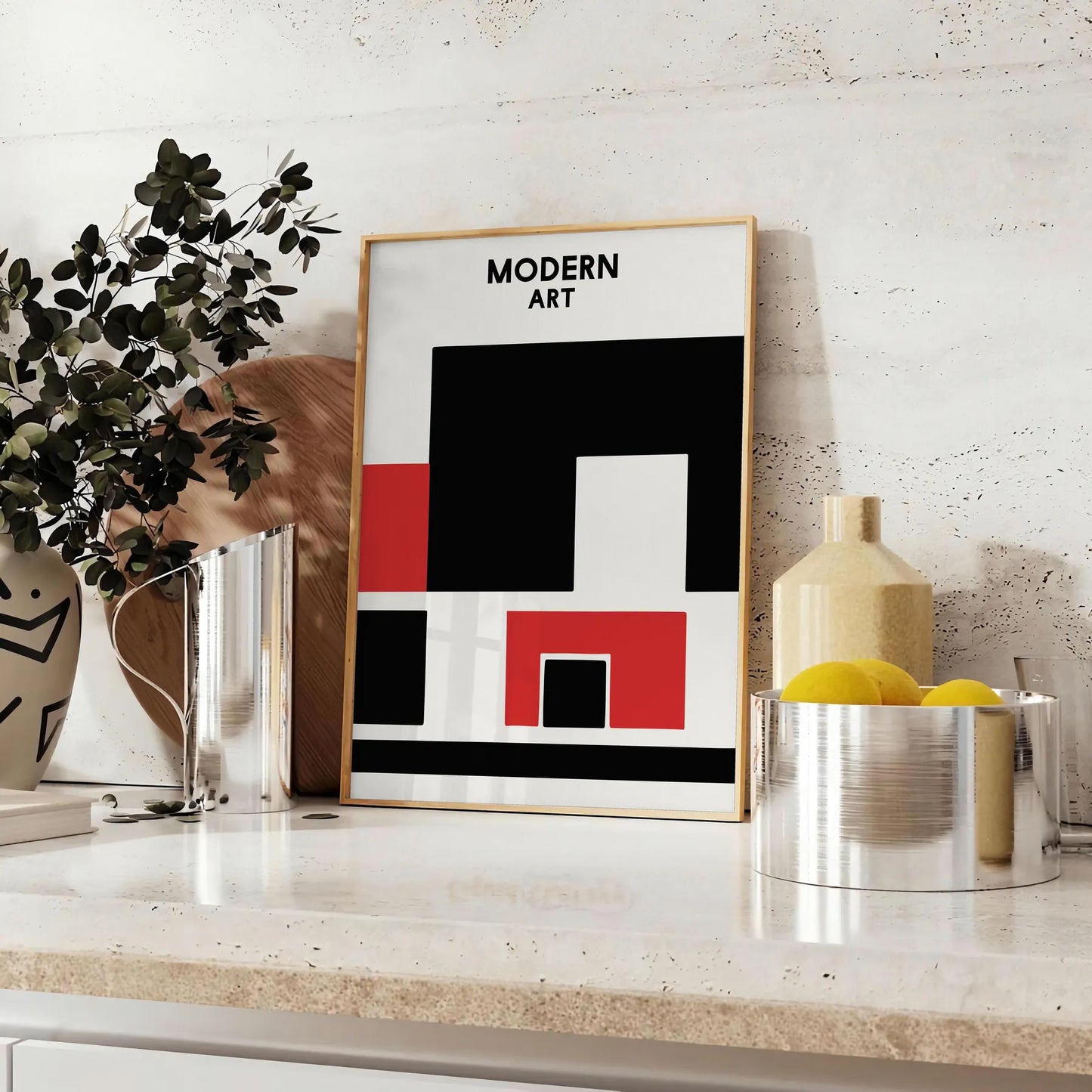 space modern art poster dynamic blend black red wall unique gift artwork contemporary elegance versatile sizes A4 cm A0 decor today