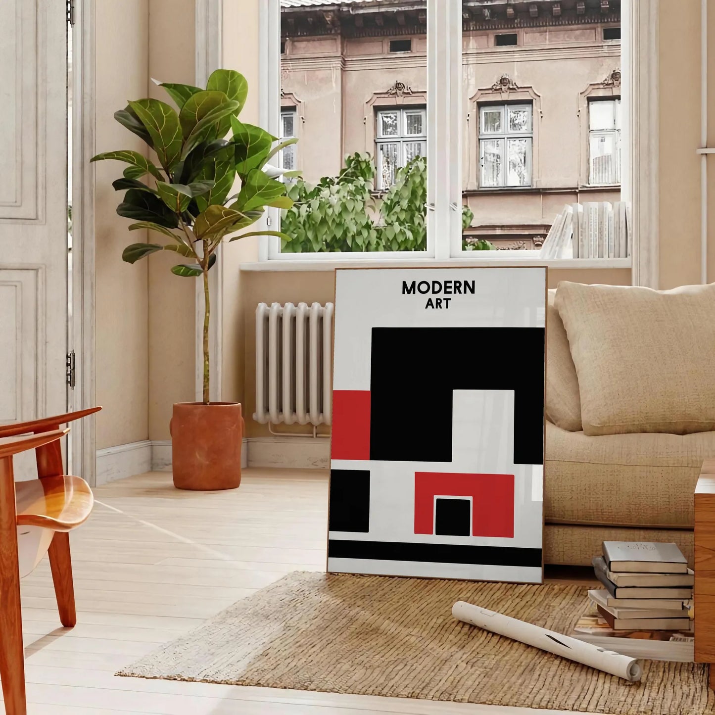 space modern art poster dynamic blend black red wall unique gift artwork contemporary elegance versatile sizes A4 cm A0 decor today