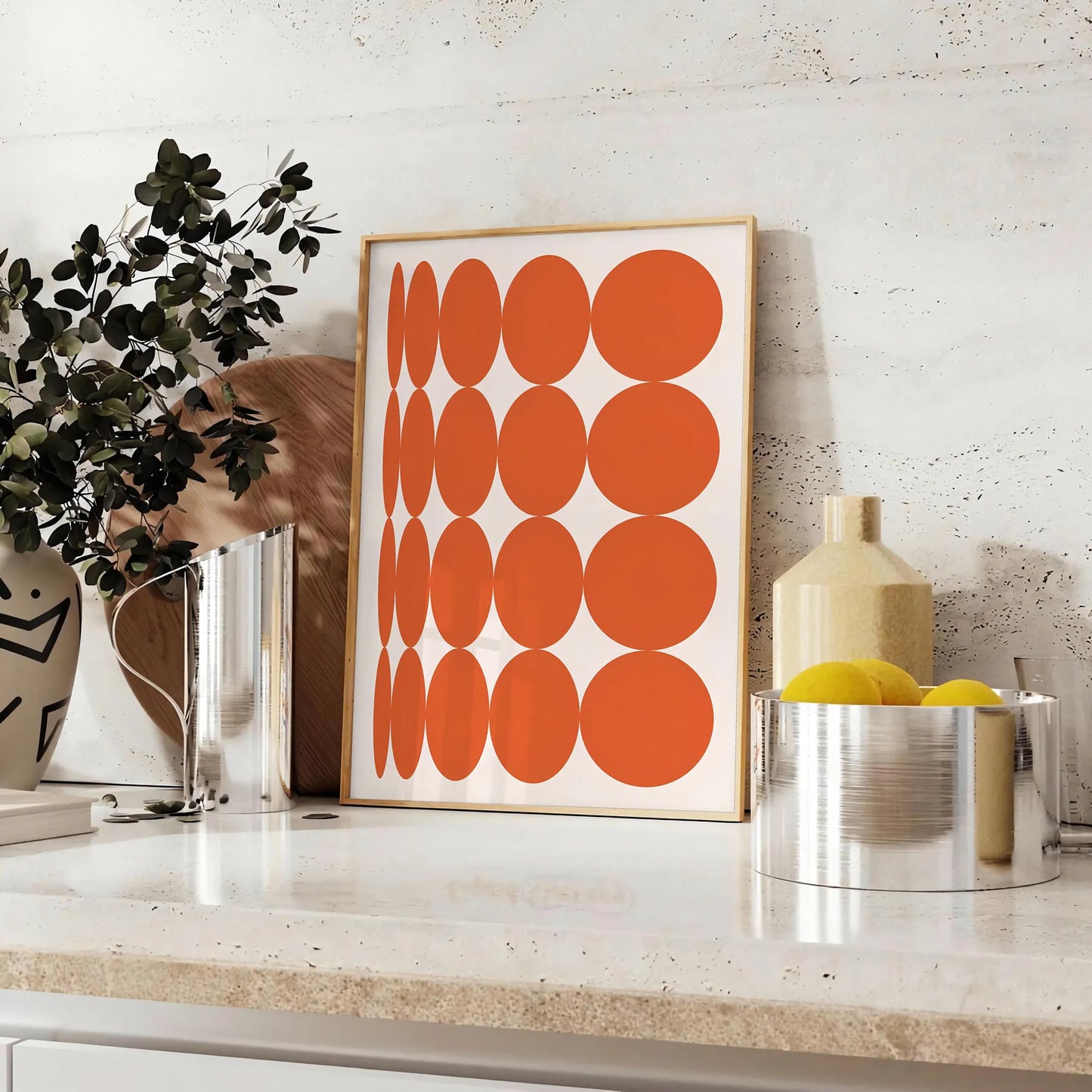space Modern Art Poster vibrant orange earthy brown tones captivating wall ideal gift lovers contemporary touch room unframed options convenience