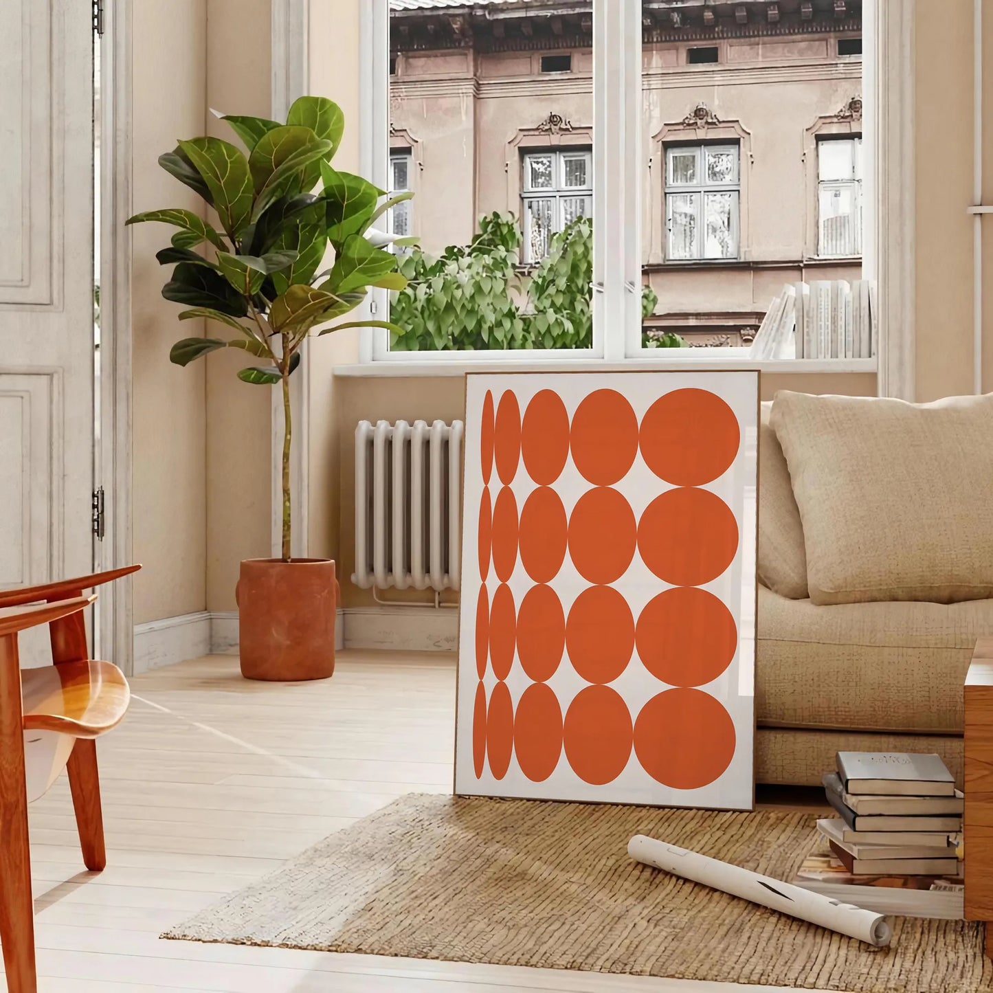 space Modern Art Poster vibrant orange earthy brown tones captivating wall ideal gift lovers contemporary touch room unframed options convenience